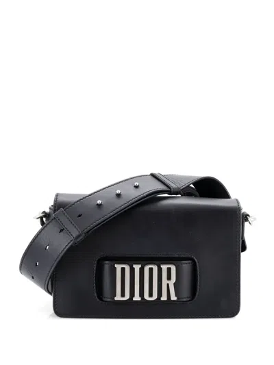 Pre-owned Dior Dio(r)evolution Flap Bag Leather Medium Shoulder Bag In Black