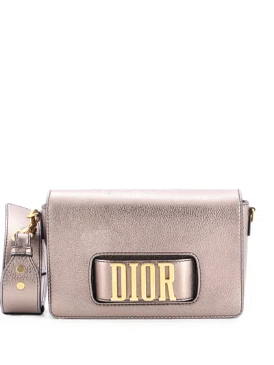 Pre-owned Dior Dio(r)evolution Flap Bag Leather Medium Shoulder Bag In Brown