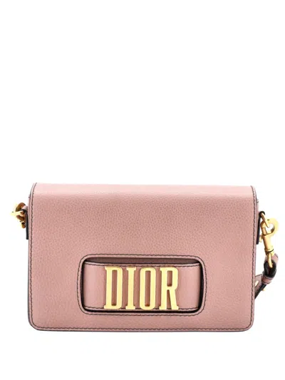 Pre-owned Dior Dio(r)evolution Flap Bag Leather Medium Shoulder Bag In Neutral