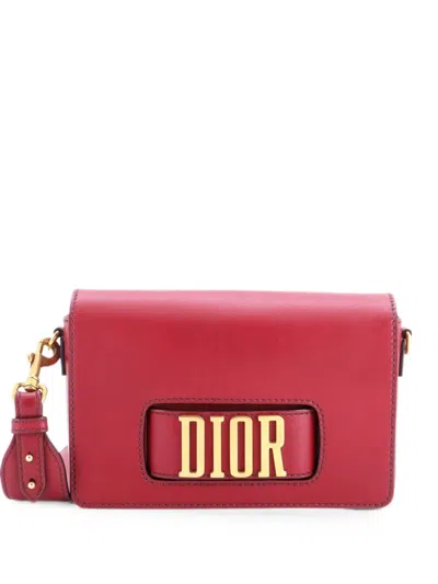 Pre-owned Dior Dio(r)evolution Flap Bag Leather Medium Shoulder Bag In Red