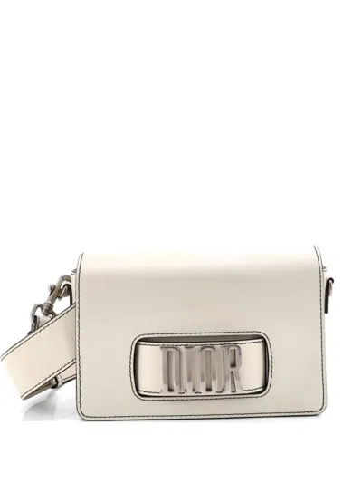 Pre-owned Dior Dio(r)evolution Flap Bag Leather Medium Shoulder Bag In White