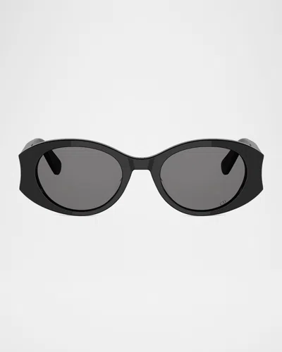 Dior Glow 51mm Acetate Oval Sunglasses In Black
