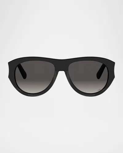 Dior Glow 55mm Acetate Aviator Sunglasses In Black