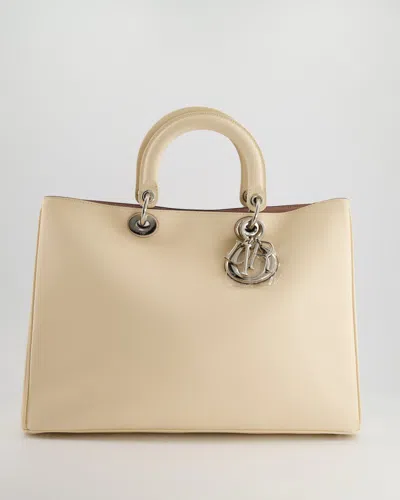 Dior Issimo Leather Top Handle Bag With Silver Hardware In White
