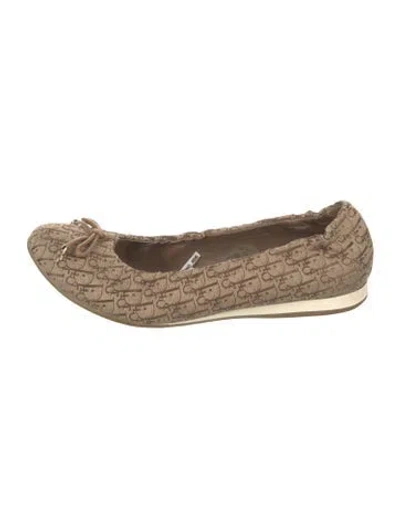 Pre-owned Dior Issimo Pattern Canvas Ballet Flats In Brown