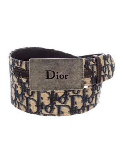 Pre-owned Dior Issimo Pattern Canvas Belt In Brown