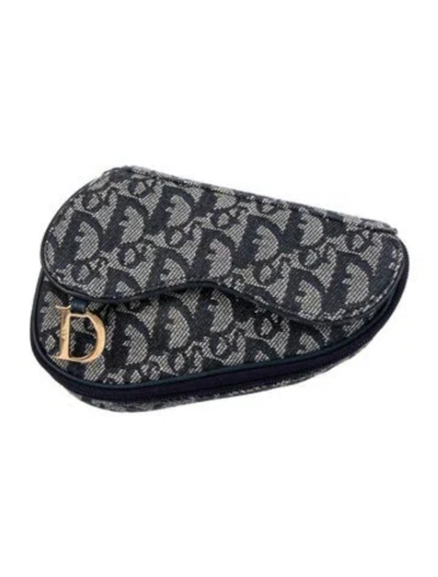 Pre-owned Dior Issimo Pattern Canvas Coin Pouch In Blue