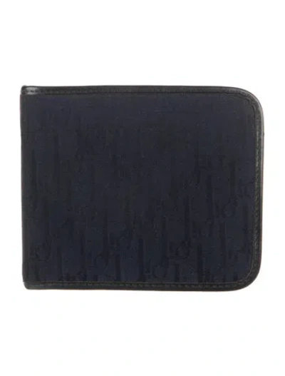 Pre-owned Dior Issimo Pattern Canvas Compact Wallet In Blue
