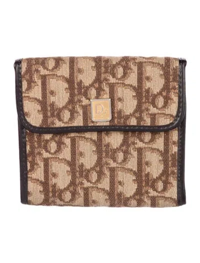Pre-owned Dior Issimo Pattern Canvas Compact Wallet In Brown