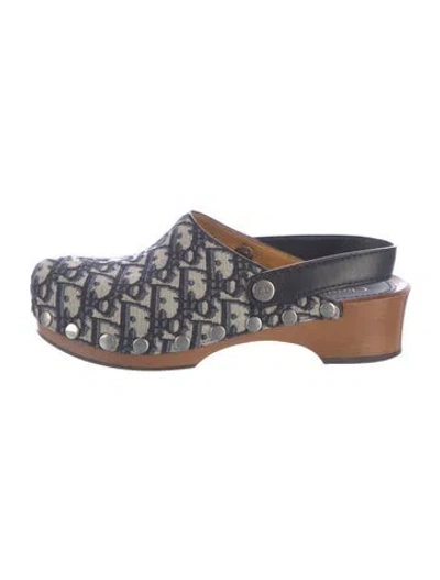 Pre-owned Dior Issimo Pattern Canvas Mules In Blue