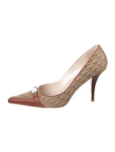 Pre-owned Dior Issimo Pattern Canvas Pumps In Neutral
