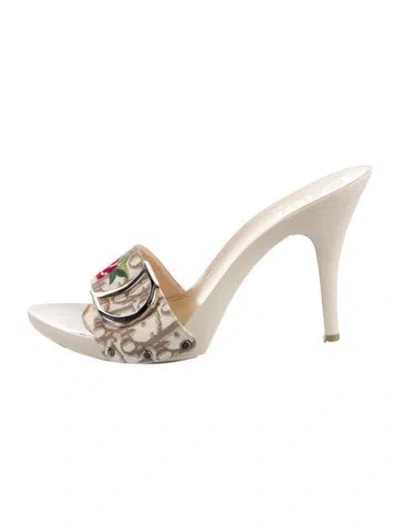 Pre-owned Dior Issimo Pattern Canvas Slides In Neutral