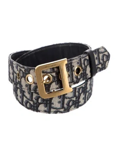 Pre-owned Dior Issimo Pattern Canvas Waist Belt In Blue