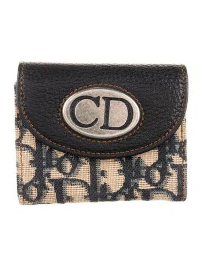 Pre-owned Dior Issimo Pattern Canvas Wallet In Blue