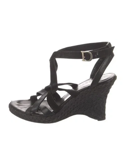 Pre-owned Dior Issimo Pattern Leather Espadrilles In Black