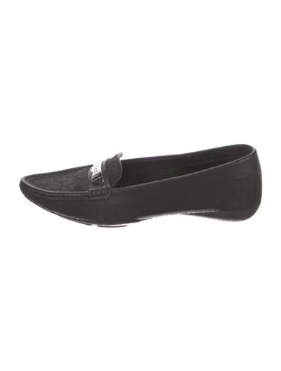 Pre-owned Dior Issimo Pattern Leather Loafers In Black