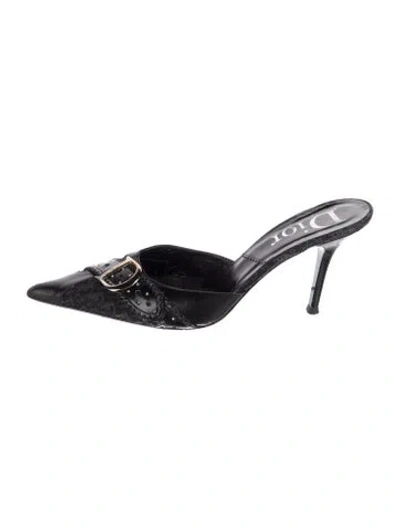Pre-owned Dior Issimo Pattern Leather Mules In Black