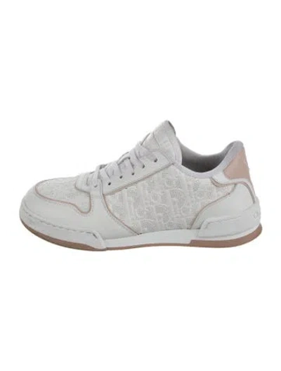 Pre-owned Dior Issimo Pattern Leather Sneakers In White