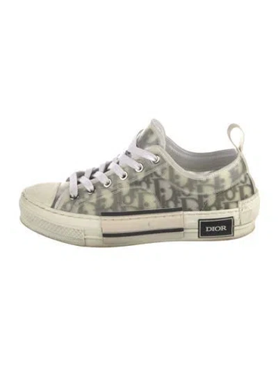 Pre-owned Dior Issimo Pattern Mesh Sneakers In Black/white