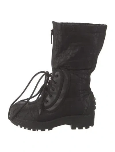 Pre-owned Dior Issimo Pattern Nylon Combat Boots In Black