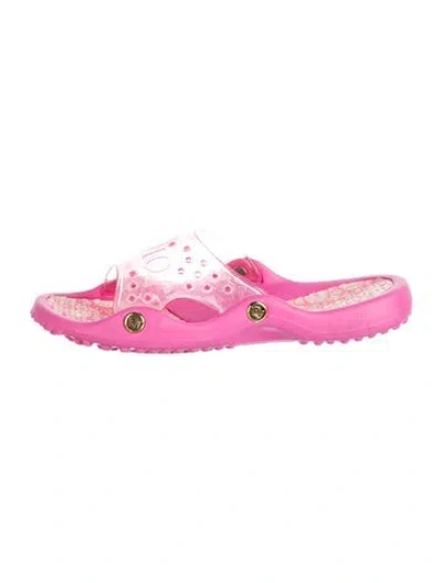 Pre-owned Dior Issimo Pattern Pvc Slides In Pink