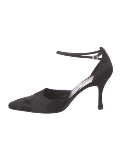 Pre-owned Dior Issimo Pattern Satin D'orsay Pumps In Black