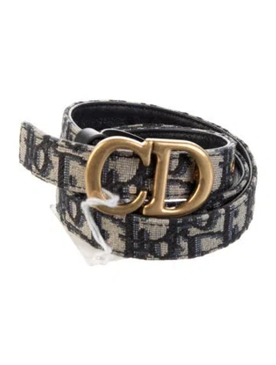 Pre-owned Dior Issimo Pattern Skinny Waist Belt W/ Tags In Blue