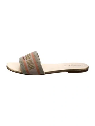 Pre-owned Dior Issimo Pattern Slides In Neutrals