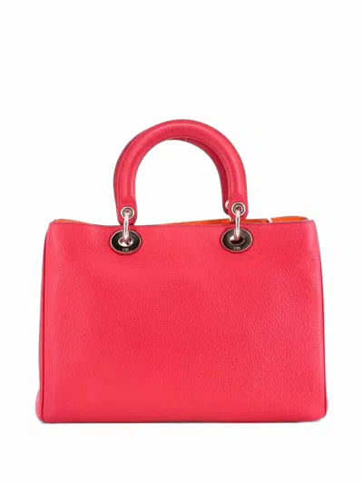 Pre-owned Dior Issimo Pebbled Leather Medium Tote Bag In Pink