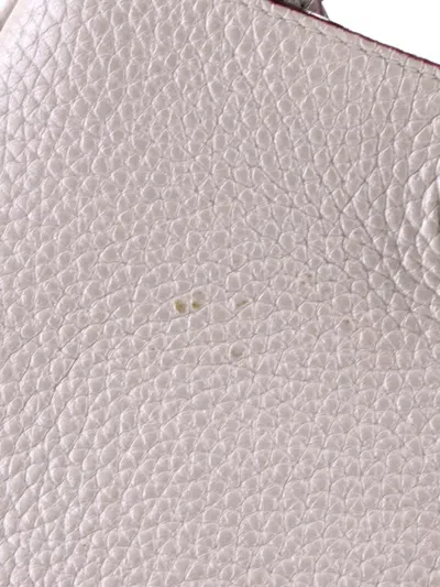 Pre-owned Dior Issimo Pebbled Leather Medium Tote Bag In White