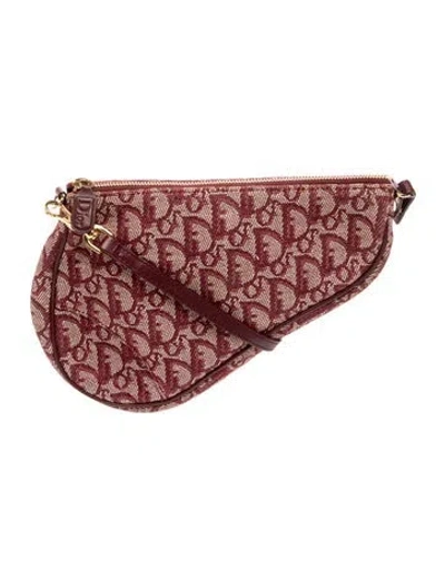 Pre-owned Dior Issimo Saddle Pochette In Burgundy