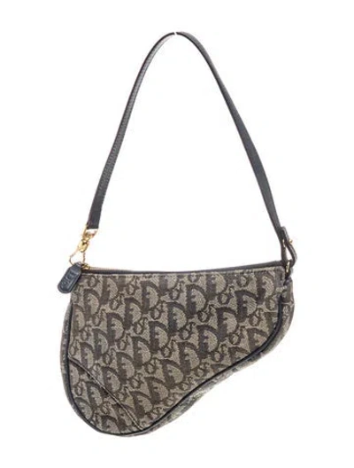 Pre-owned Dior Issimo Saddle Pochette Mini In Blue/neutrals
