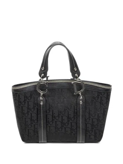 Pre-owned Dior Issimo Trotter Embroidered Tote Bag In Black