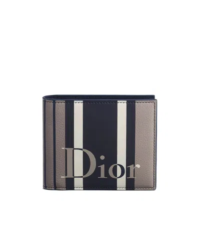Dior Iviera Bifold Wallet In Grey/blue