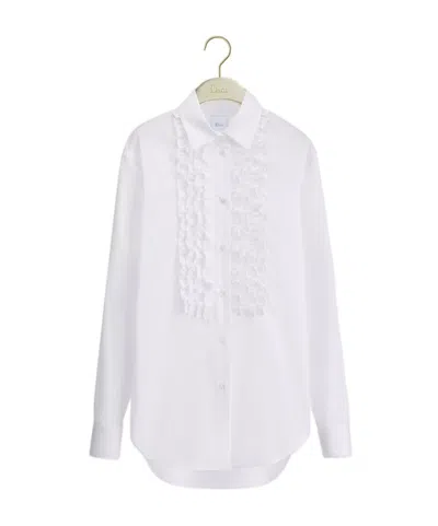 Dior Iviera Blouse With Ruffled Plastron In White