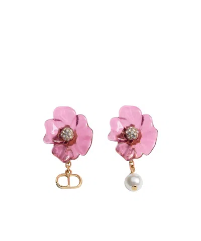 Dior Iviera Brush  Bloom Earrings In Pink