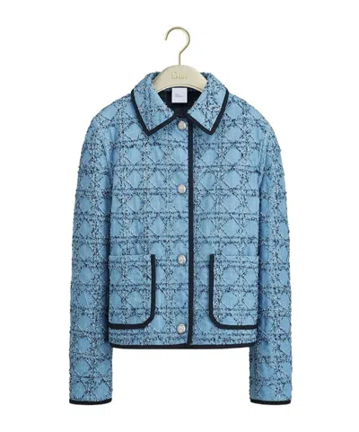 Dior Iviera Cannage Cropped Jacket In Blue