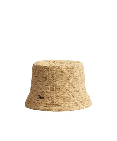 Dior Iviera Cannage Teddy-d Small Brim Bucket Hat In Brown