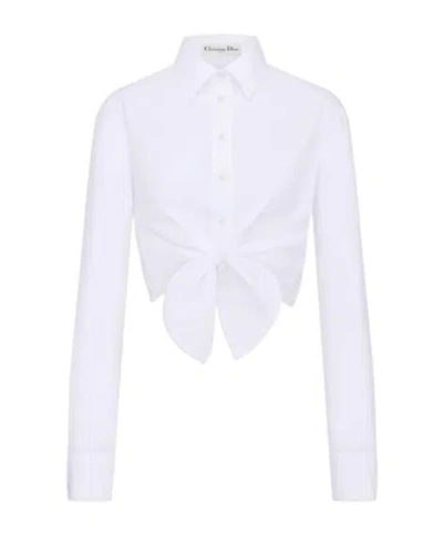 Dior Iviera Cropped Tied Blouse In White