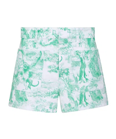 Dior Christian  Allover Printed Denim Shorts In Multi