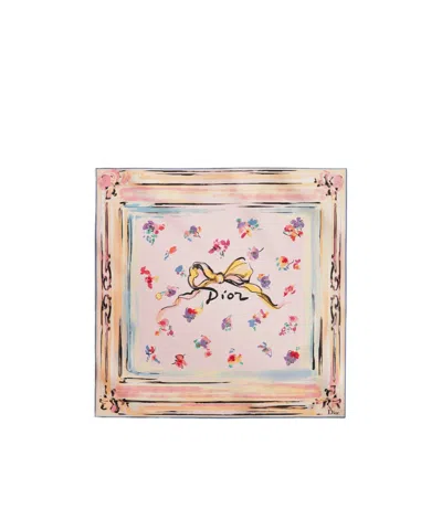 Dior Iviera  Floral Portrait 70 Square Scarf In Pink