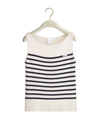 Dior Iviera  Marinière Sleeveless Sweater In White