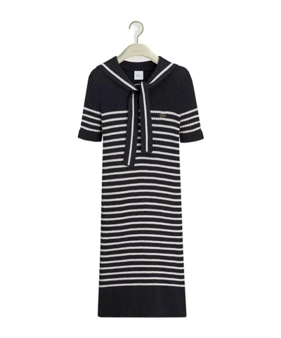 Dior Iviera  Marinière Straight Dress With Sailor Collar In Black