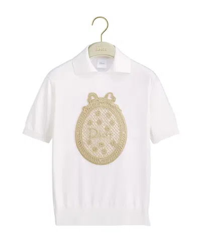 Dior Iviera  Médaillon Short-sleeved Sweater In White