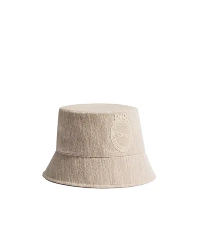 Dior Iviera  Medaillon Teddy-d Small Brim Bucket Hat In Brown