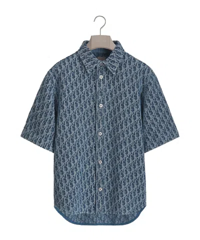 Dior Iviera  Oblique Short-sleeved Shirt, Comfortable Fit In Blue