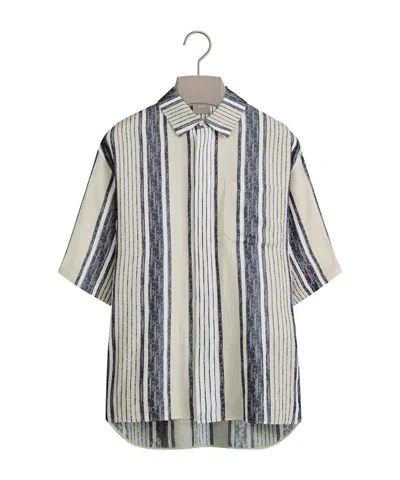 Dior Iviera  Oblique Sun Stripes Short-sleeved Shirt In Animal Print