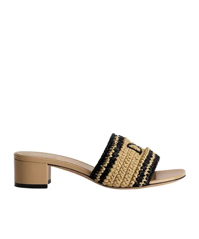 Dior Iviera  Woven Heeled Slide In Brown