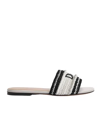 Dior Iviera  Woven Slide In White