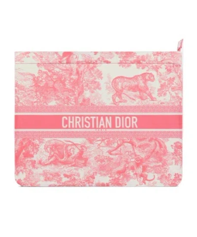 Dior Iviera Travel Zipper Clutch In Pink